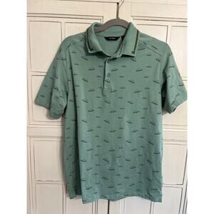 Radmor mens size medium sage green golf polo shirt Taylor BobRad repeat print